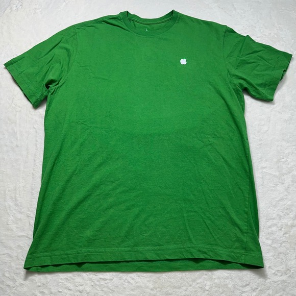 Apple Shirt Unisex L Green Employee Short Sleeve Logo Leave The World Better - Picture 1 of 6
